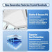 Advertisement for New Generation Tesla Ice Crystal roof sunshade with text on stability, security, and sun protection.