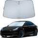 Car sunshade with a Tesla Model 3 car on a white background