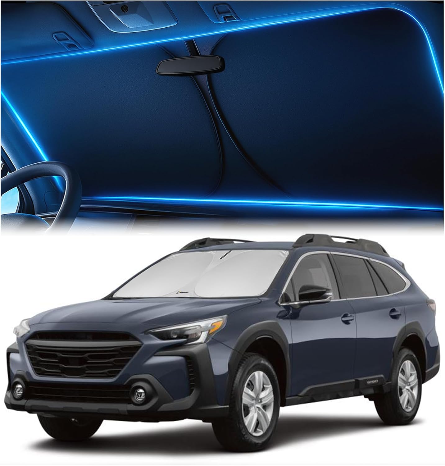 Subaru Outback windshield sunshade designed to block sunlight and reduce cabin heat