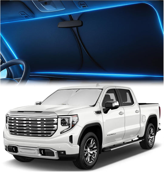 GMC Sierra custom windshield sunshade for pickup trucks, reduces interior temperature