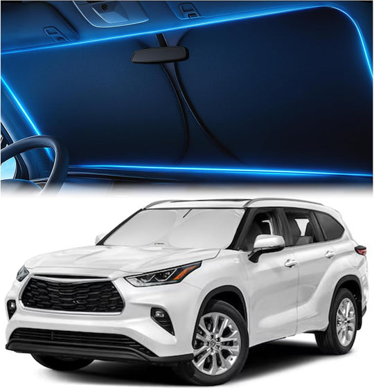 Toyota Highlander windshield sunshade providing full coverage and interior heat protection
