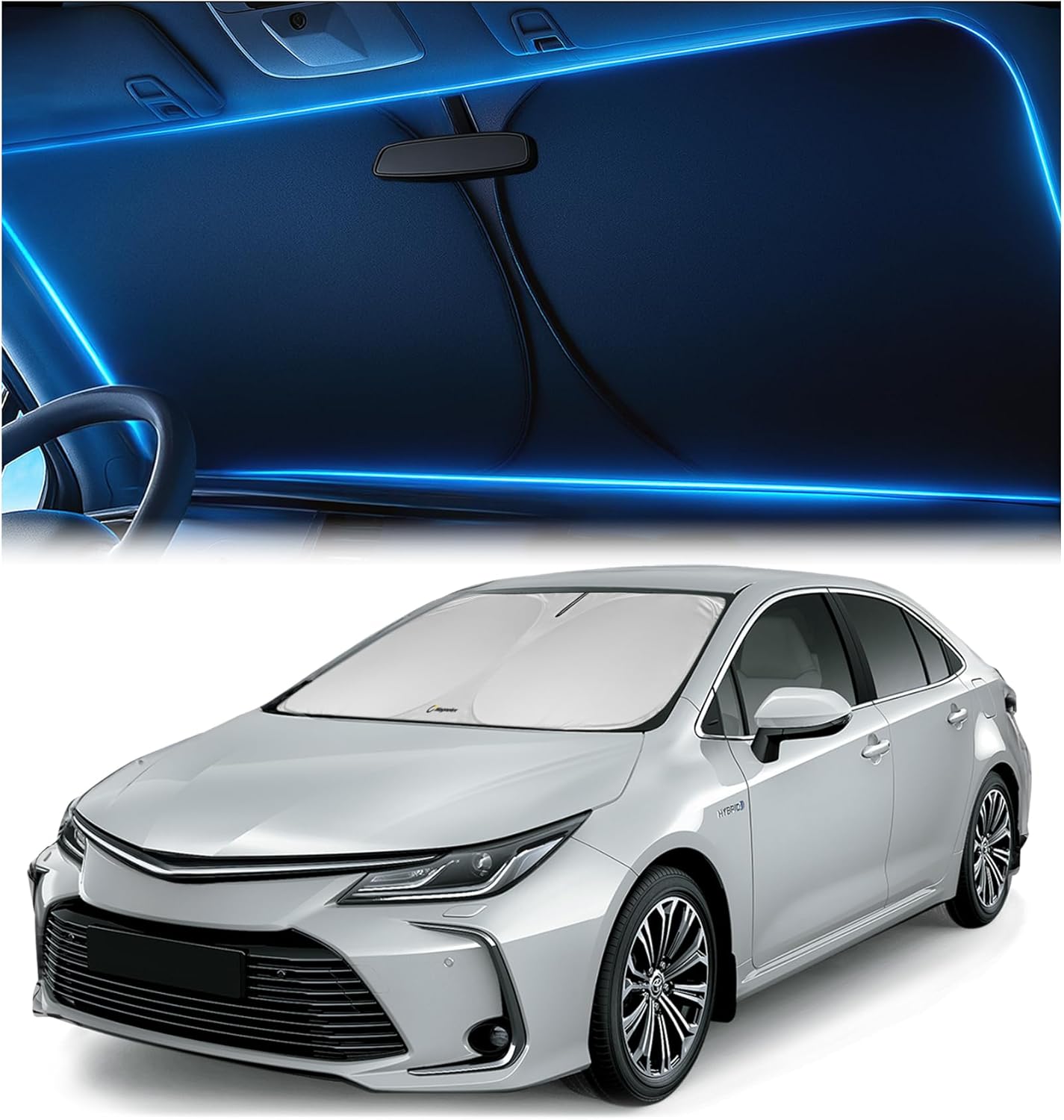 Toyota Corolla windshield sunshade with precise fit for sun and heat protection