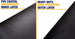 Comparison of PVC-coated, waterproof inner layer and heavy-duty, good polyester outer layer on a black fabric background.