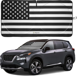 Magnelex American Flag Windshield Sun Shade (Black & White) — Medium