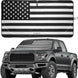 Patriotic black & white American flag sunshade displayed on a Ford F-150 windshield.