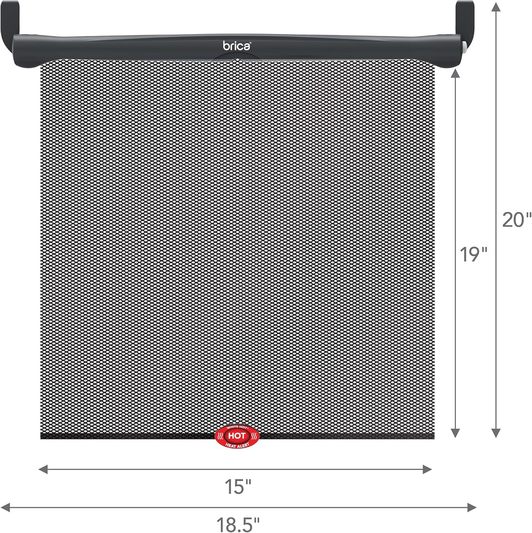 Product size diagram of a roller car side window sunshade, displaying width and height measurements.