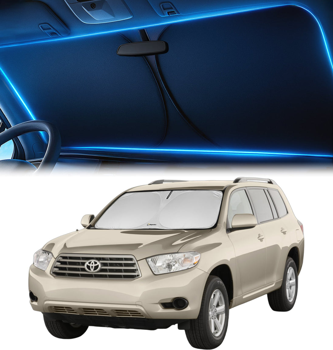 Custom-Fit Windshield Sunshade for Toyota Highlander 2008-2013