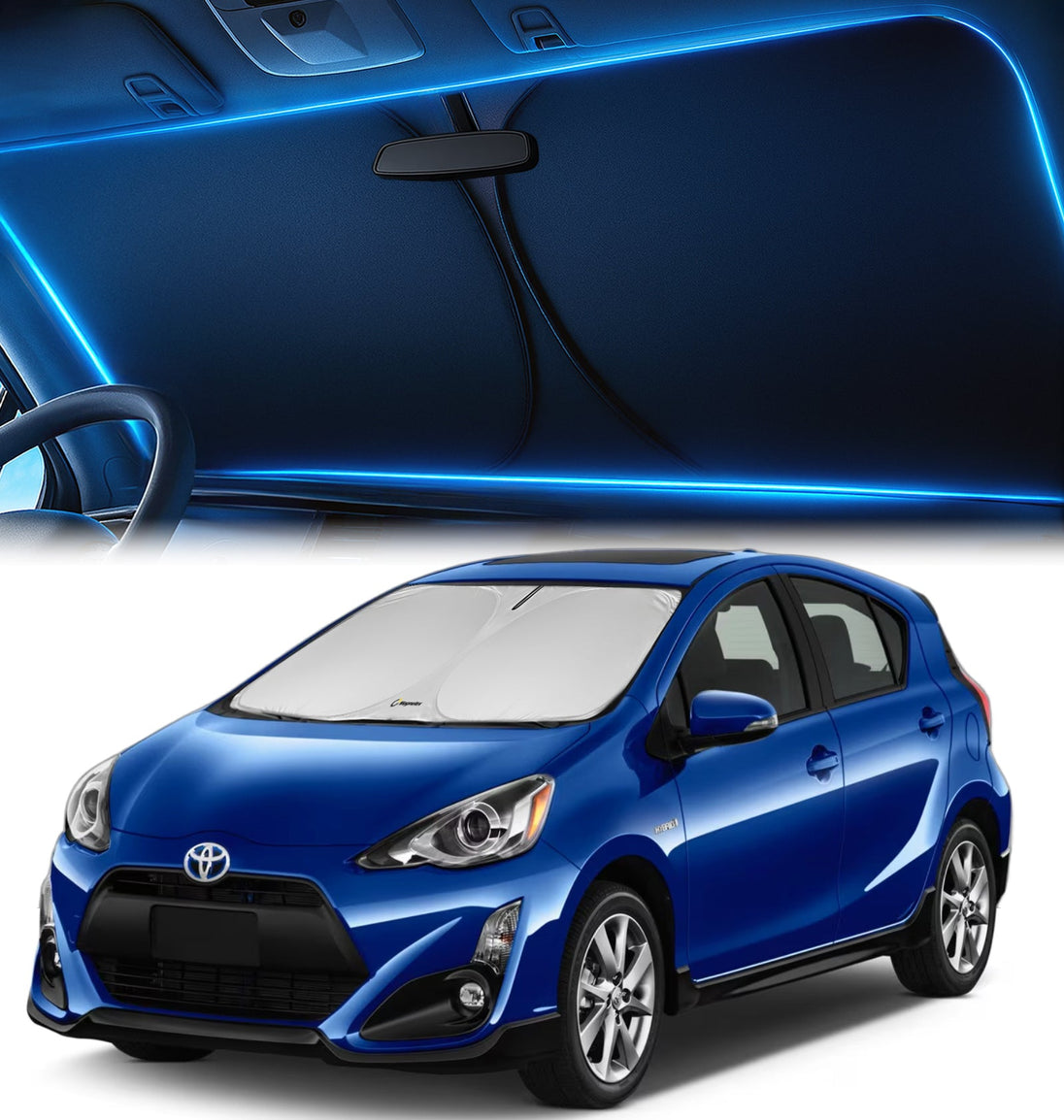 Custom-Fit Windshield Sunshade for Toyota Prius C 2012-2019