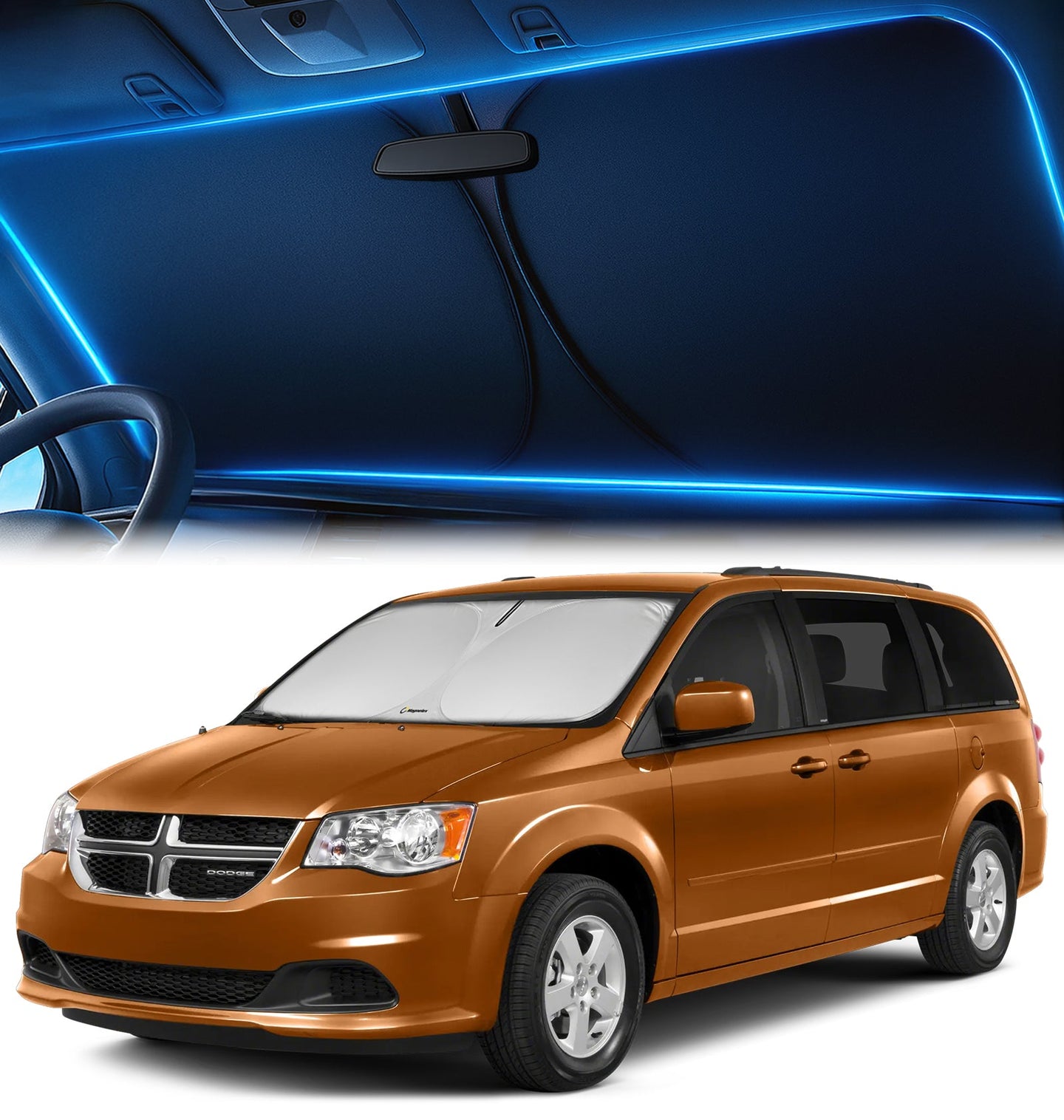 Custom-Fit Windshield Sunshade for Dodge Caravan Minivan 2008-2020
