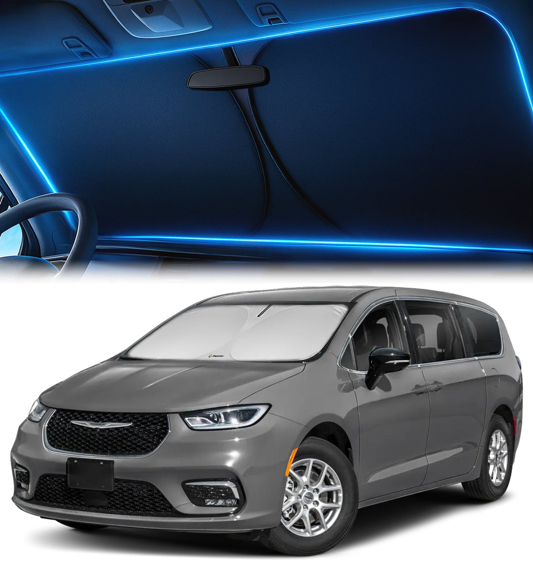 Custom-Fit Windshield Sunshade for Chrysler Pacifica Minivan 2017-2026