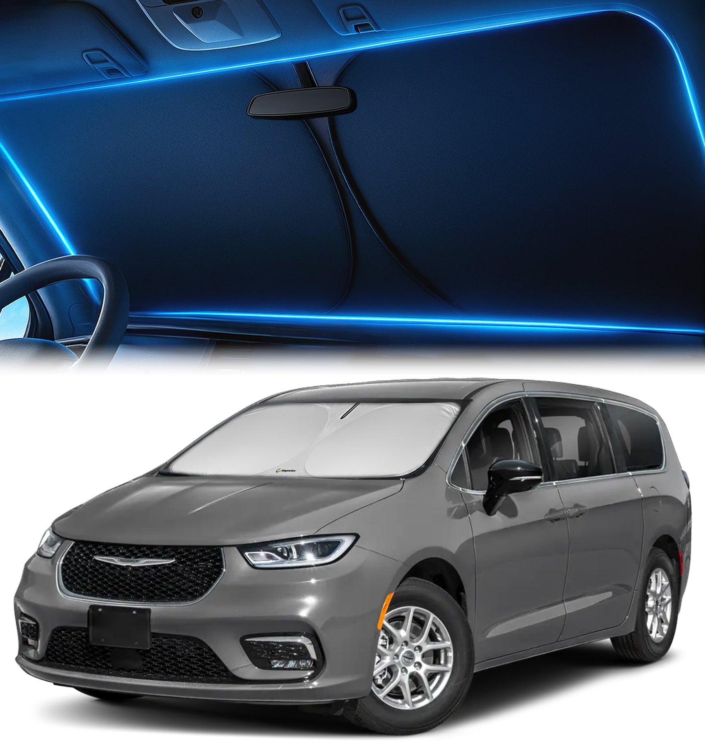 Custom-Fit Windshield Sunshade for Chrysler Pacifica Minivan 2017-2026