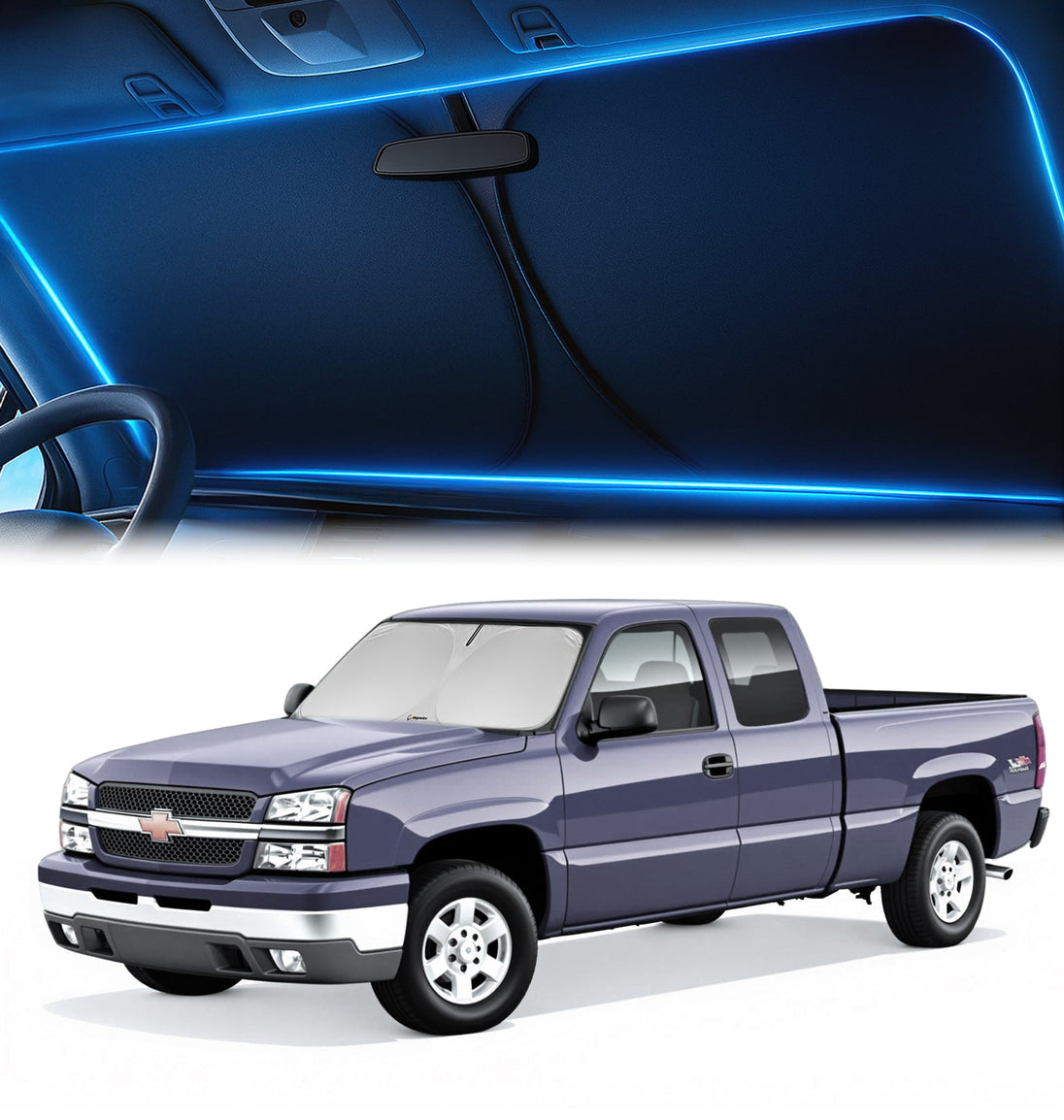 Custom-Fit Windshield Sunshade for Chevrolet Silverado 1500 1999-2006