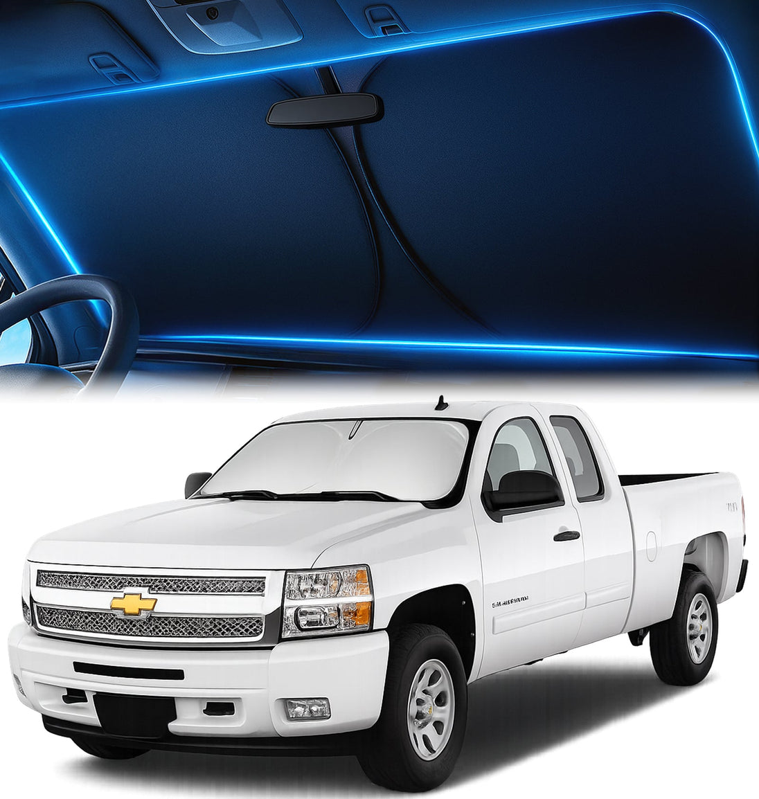 Custom-Fit Windshield Sunshade for Chevrolet Silverado 1500 2007-2013