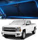 Chevrolet Silverado pickup (2014–2019) featuring a windshield sunshade for interior heat reduction.